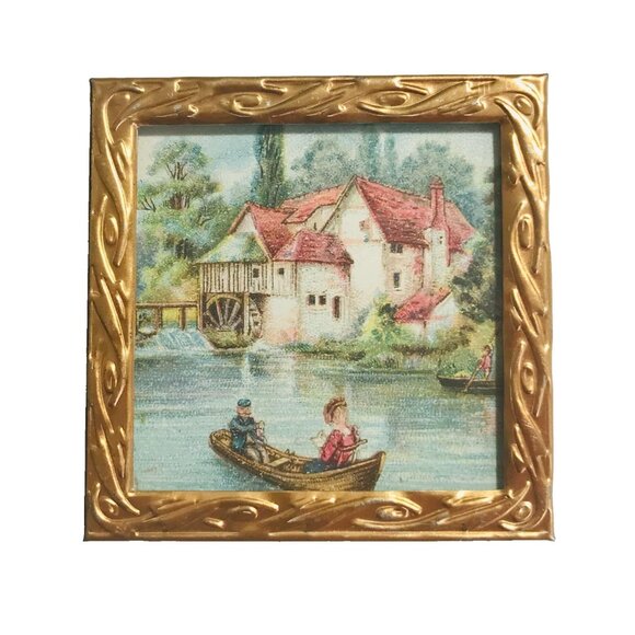 Antique Erhard Sohne Gilt Ormolu Dollhouse Miniature Frame 1900 Germany 2" Metal - Picture 1 of 8